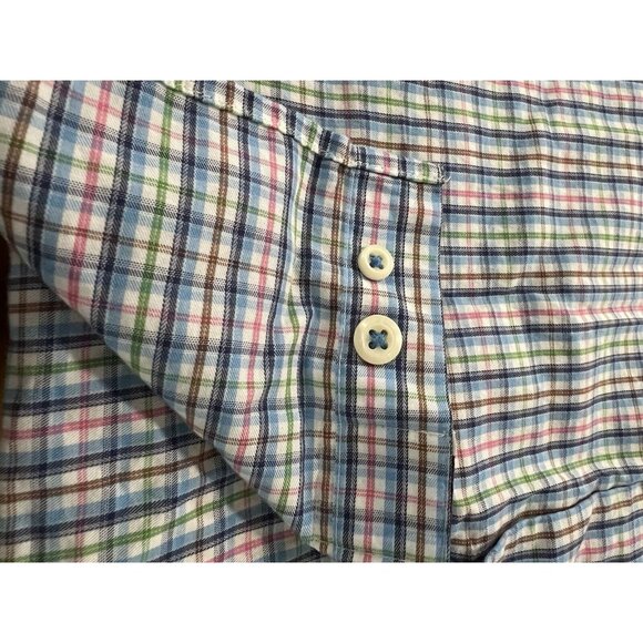 Peter Millar Shirt Men Size Large Blue/Green/Pink Cotton Button Down Preppy City - Picture 10 of 13